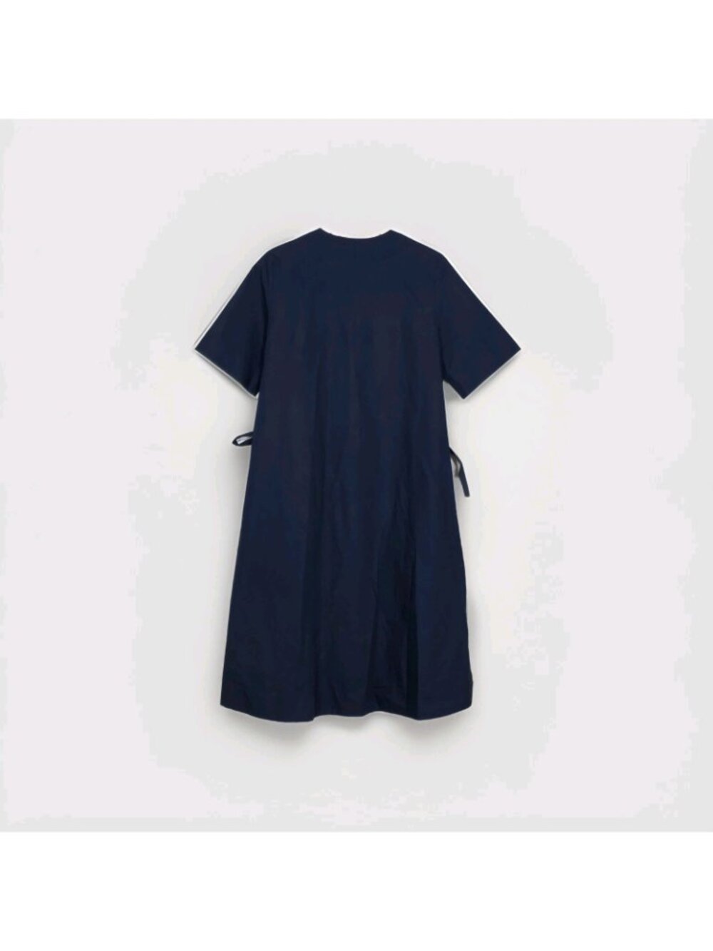 COS Poplin Cotton Dress Women 4 Navy V Neck SS Side Ties High Low Hem Minimalist - Picture 16 of 16
